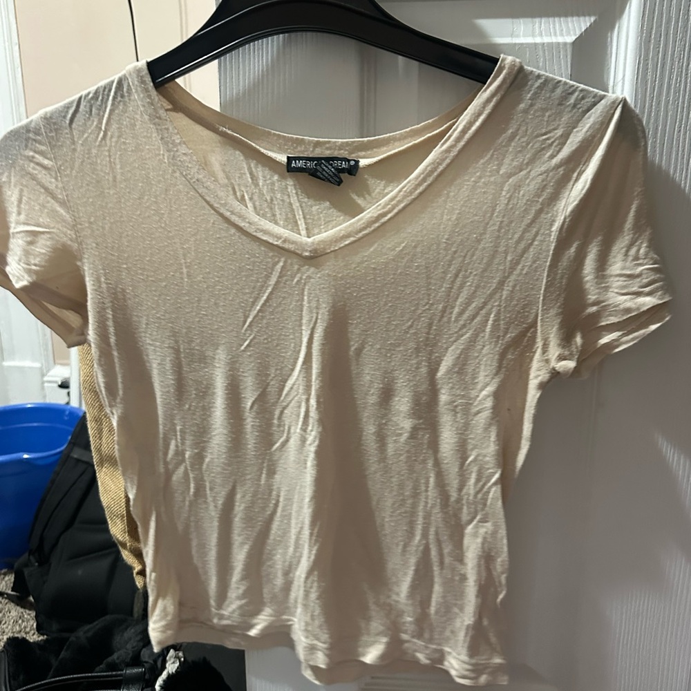 Women's Cream V-Neck Top